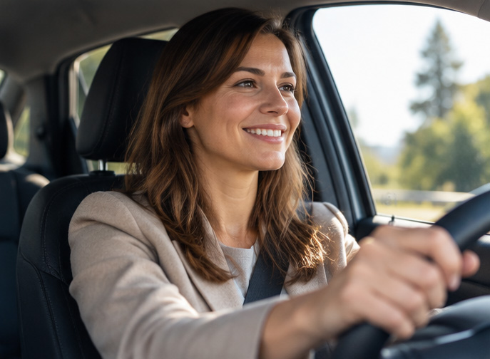 vrouw in auto